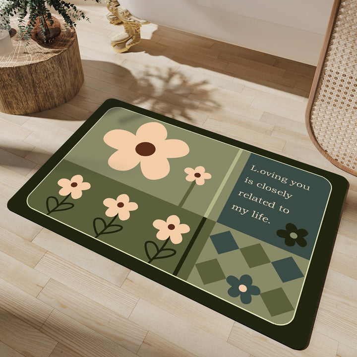 Floral Design Cotton Bath Mat Stornfield