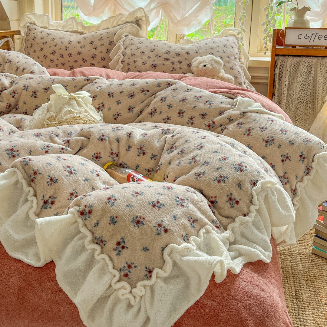 Soft Ruffled Floral Comforter Set