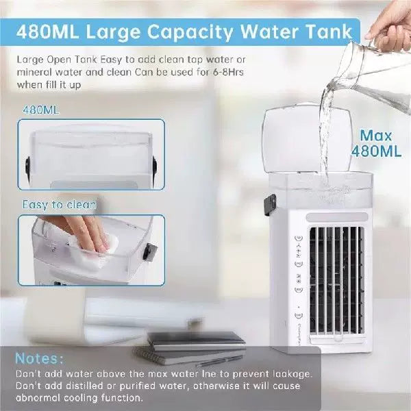 Unisex One Size Micro Desktop Evaporative Cooler with Replaceable Activated Carbon Cooling Pad USB Powered Adjustable Louvers Stornfield