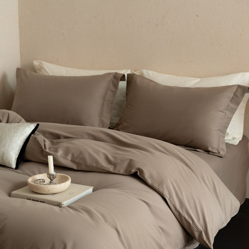 Premium cotton satin bed linen set with soft hotel closure
