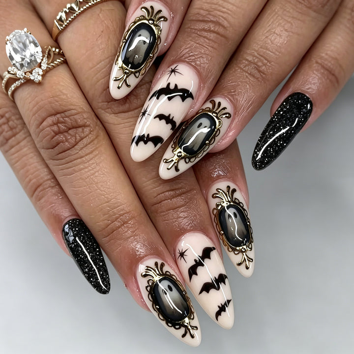 Gothic Halloween-Themed Press-On Nail Art Set