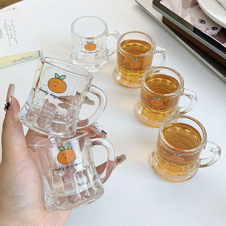 Ceramic mugs set with cheerful orange design Stornfield