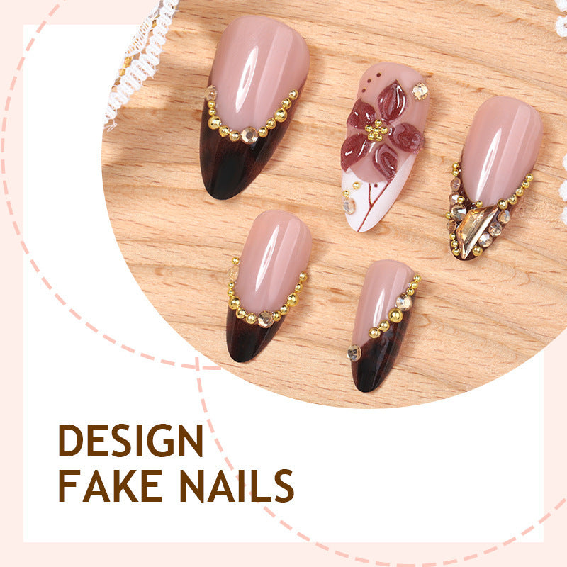 Acrylic nail set with elegant flower and glitter accent Stornfield