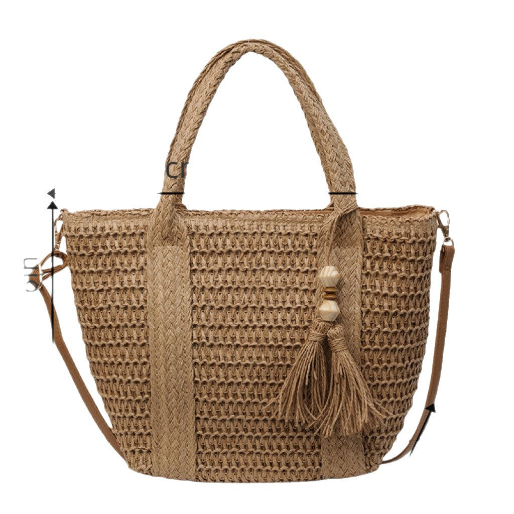 Braided tote bag with tassels and leather details Stornfield
