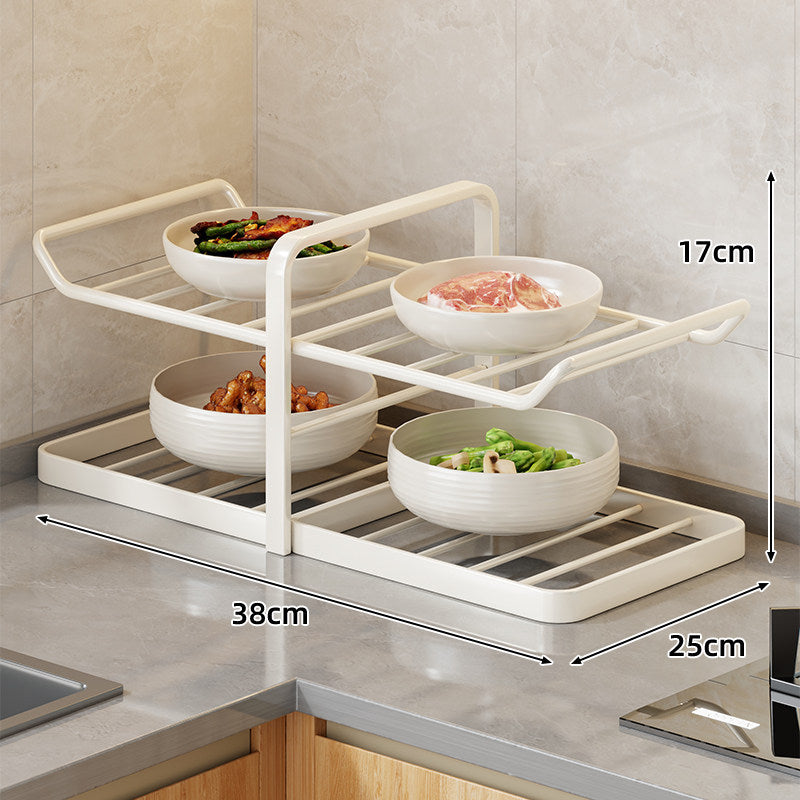 Four-Tier Swing-Out Kitchen Bowl Storage Rack Vertical Countertop Organizer