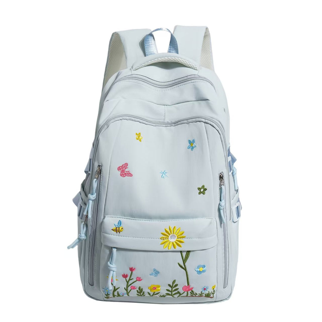 Backpack with Floral Embroidery Pattern and Practical Compartments Stornfield