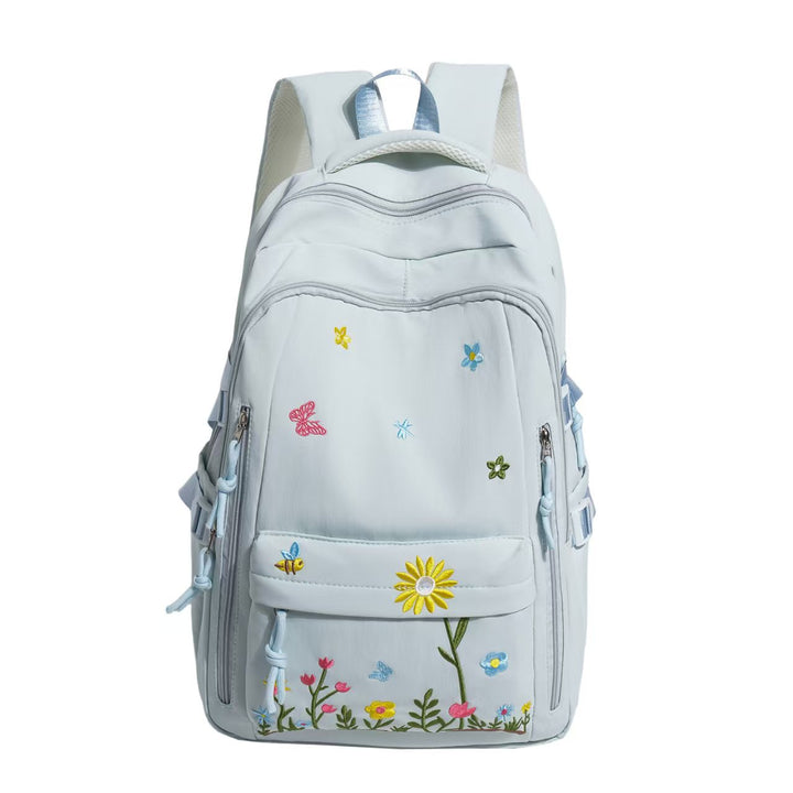 Backpack with Floral Embroidery Pattern and Practical Compartments Stornfield