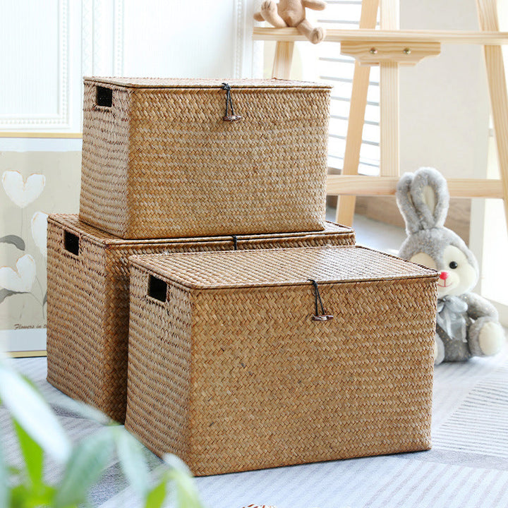 Rectangular Woven Storage Chest with Lid Stornfield