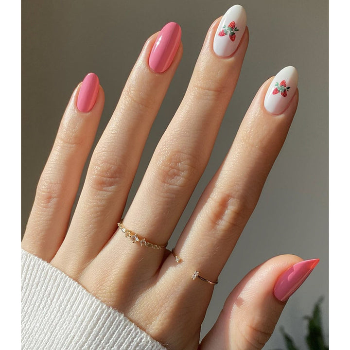 Strawberry-Themed Press-On Nail Art Set Stornfield