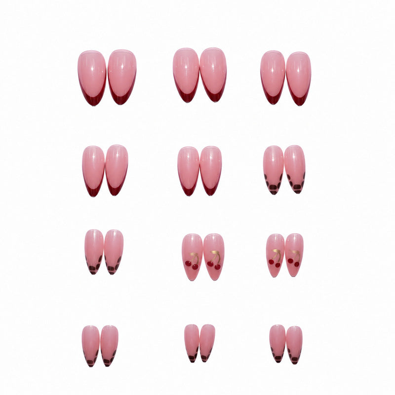 Elegant artificial nails with cherry design Stornfield