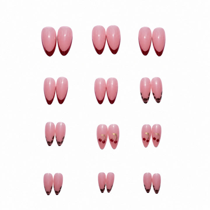 Elegant artificial nails with cherry design Stornfield