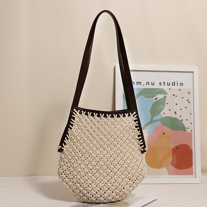 Hand-knotted tote bag with sturdy leather handles Stornfield