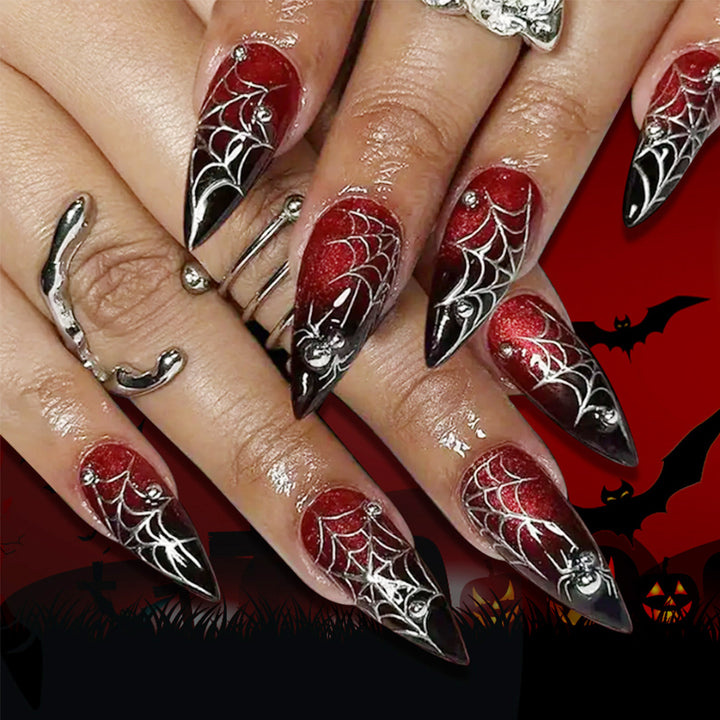 Gothic Spider Web Press-On Nail Extensions Stornfield