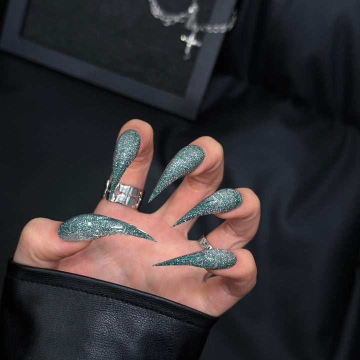 Stiletto Press-On Nail Enhancements with Gem Accents