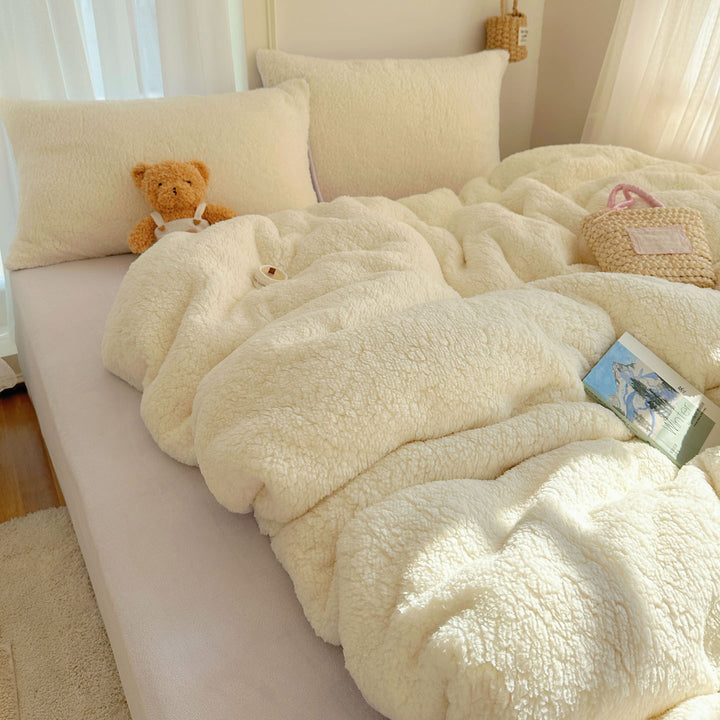 Plush Sherpa Reversible Duvet Comforter with Matching Pillow Shams