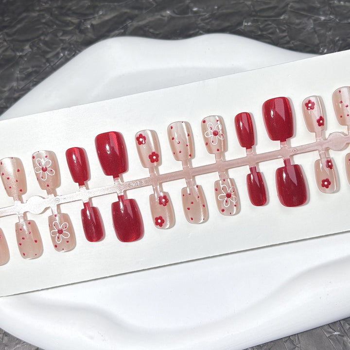Vibrant Floral-Designed Press-On Nail Set