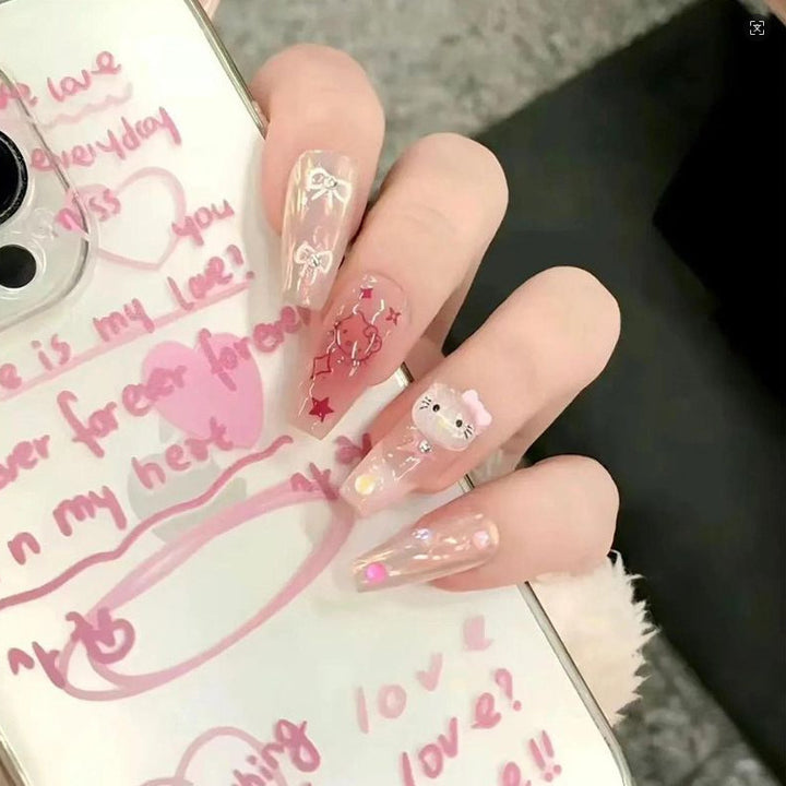 Artistic nail set with 3D flower and bow details Stornfield