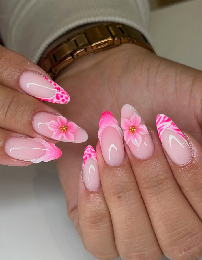 Artistic Floral-Designed Press-On Nails Stornfield