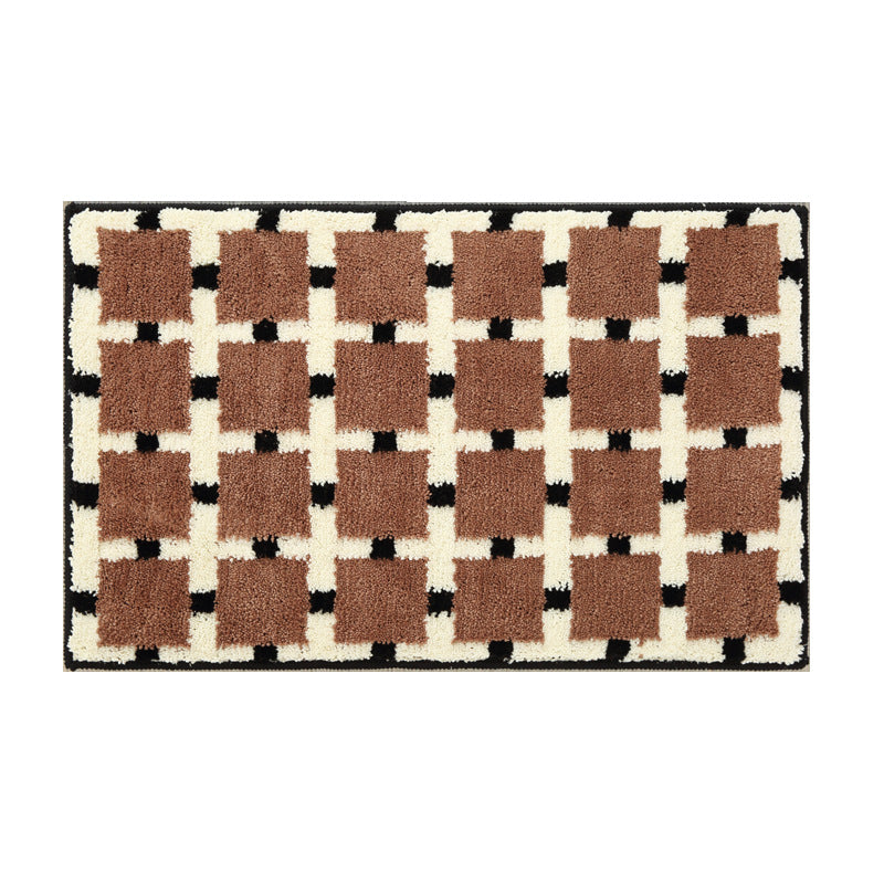 Soft Plush Square Pattern Bath Mat