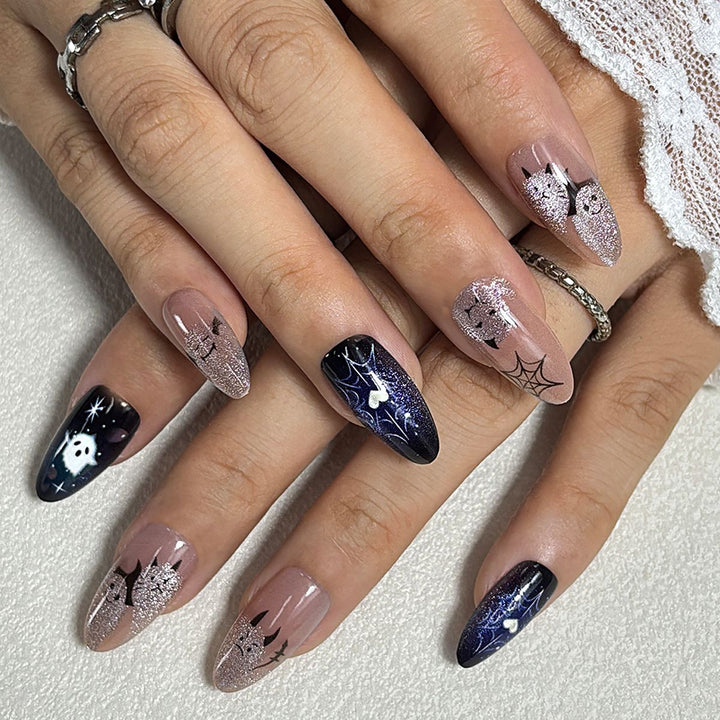 Decorative Press-On Nail Set with Artful Designs Stornfield