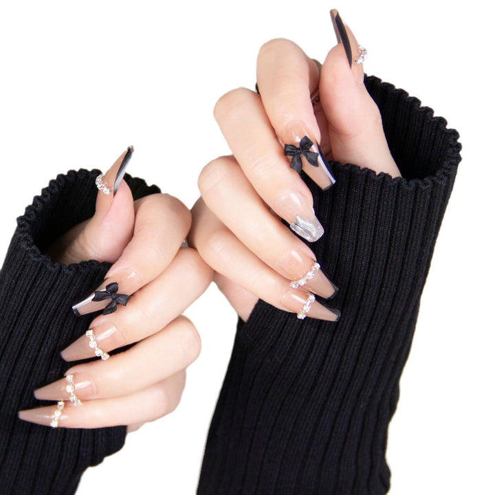 Artificial Nail Set with Glitter and Bow Motif Stornfield
