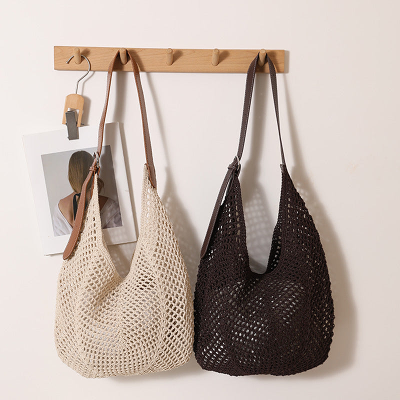 Casual mesh tote bag with adjustable leather strap Stornfield