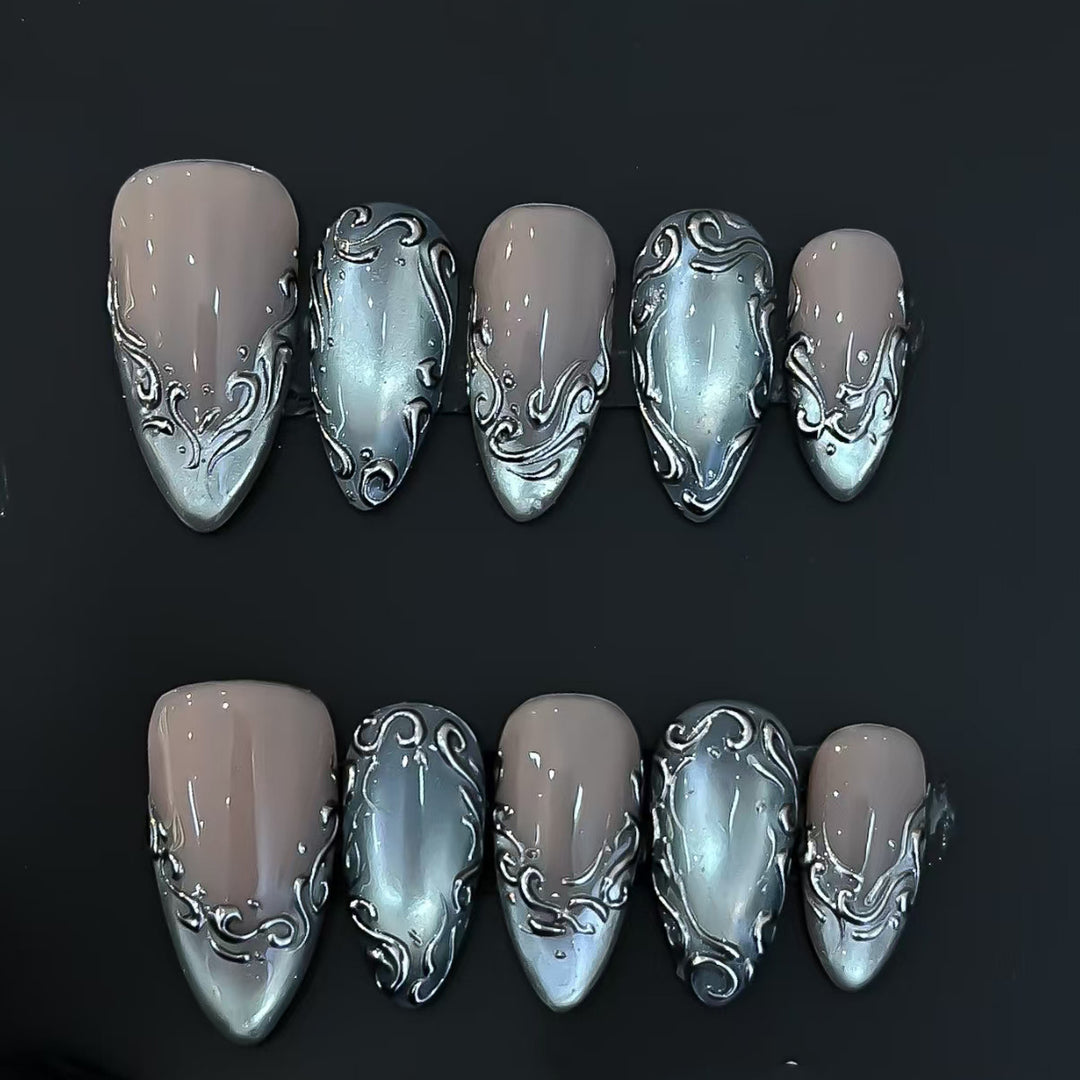 Elegant Glittering Press-On Nails Stornfield