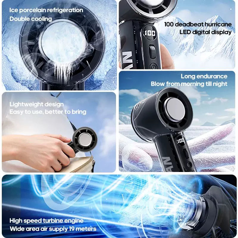 Unisex One Size Handheld Rechargeable Mini Cooling Fan with Adjustable High-Speed Airflow and LED Digital Display Stornfield