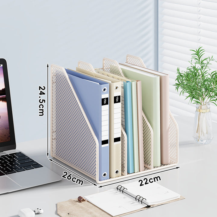 Mesh Desktop Vertical File and Folder Organizer Rack with Wide Slots and Non-Slip Base