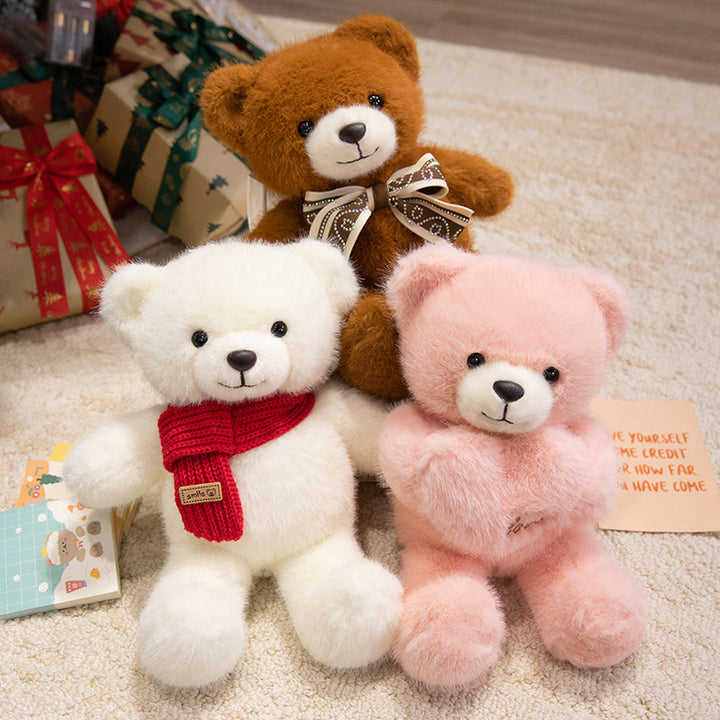 Plush Sitting Collectible Bear with Embroidered Smile, Crystal-Accent Ribbon Bow & Ultra-Soft Faux-Fur Plush Stornfield