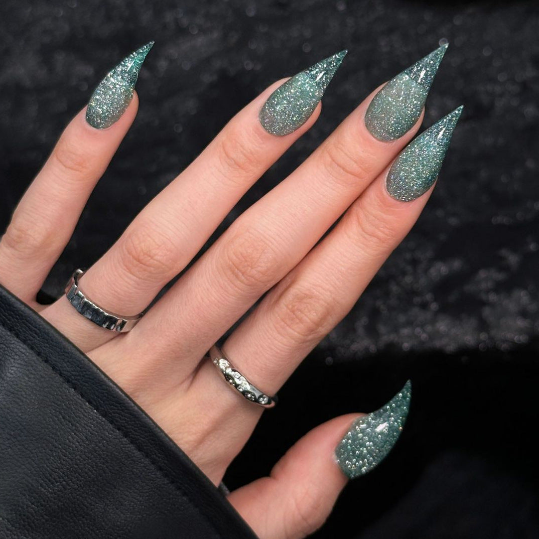 Stiletto Press-On Nail Enhancements with Gem Accents