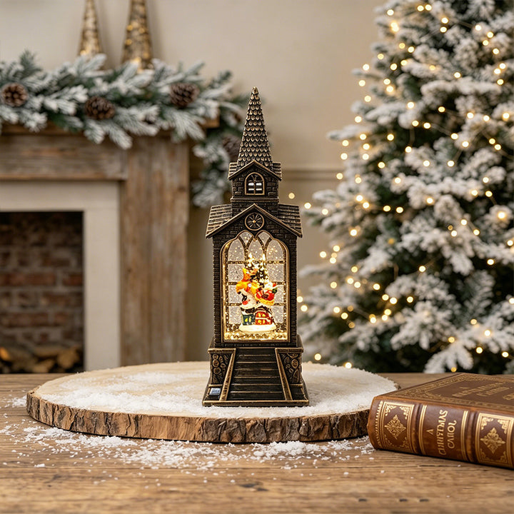 Nostalgic Christmas lantern with illuminated snowman scene Stornfield