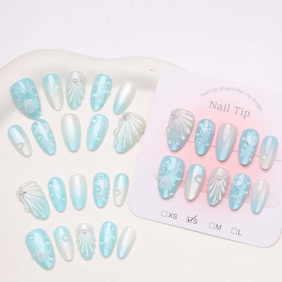 Artistic Ocean-Inspired Press-On Nail Set Stornfield