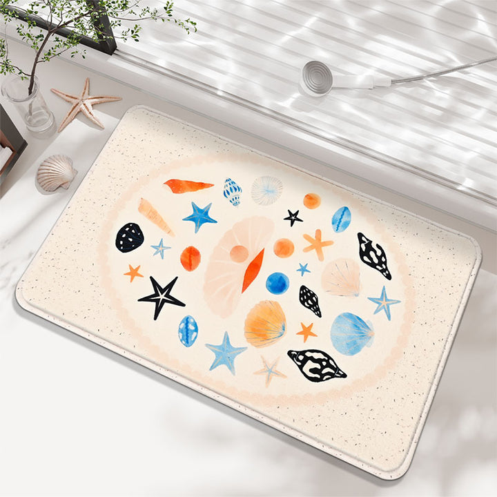 Coastal Marine-Themed Bathroom Mat