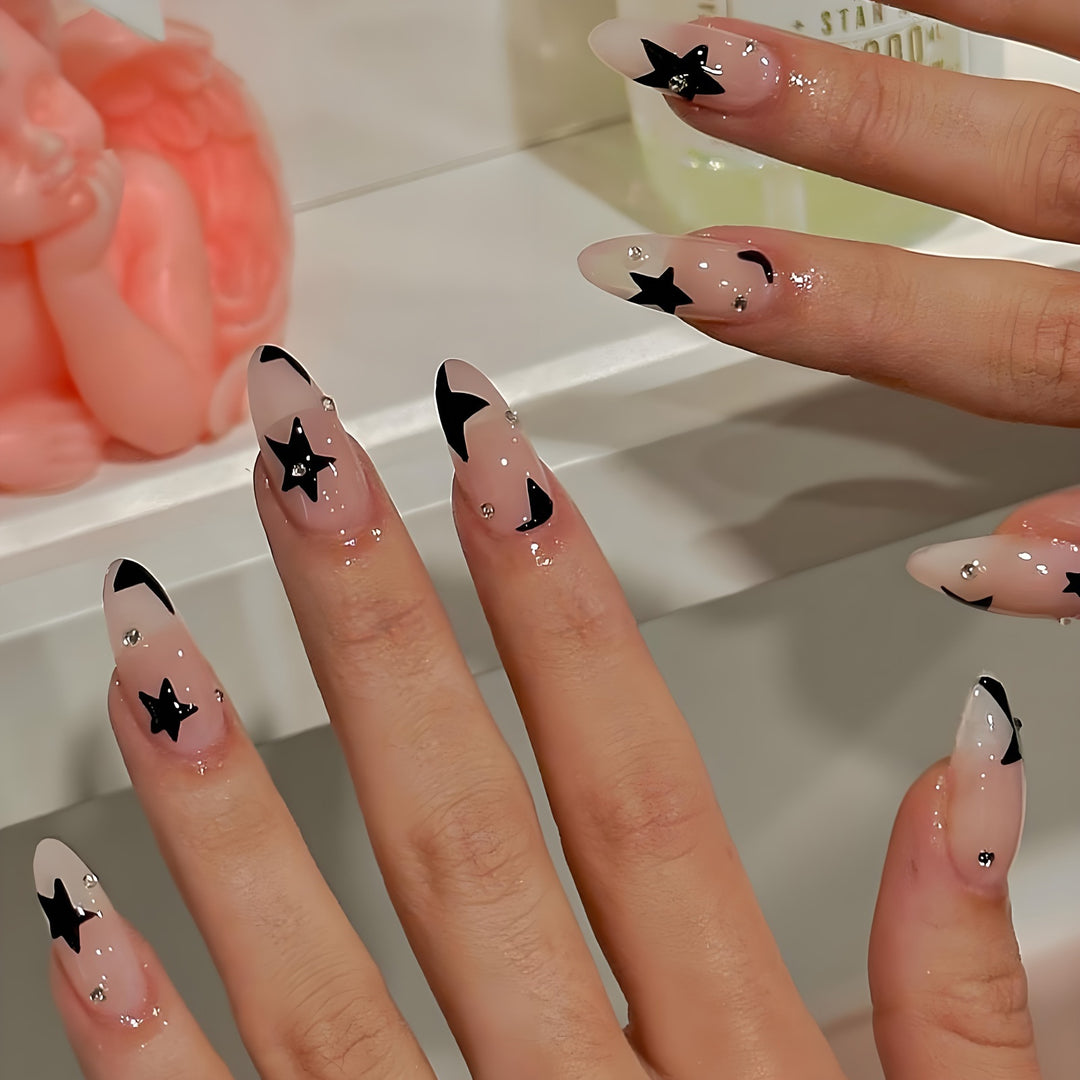 Acrylic Nail Set with Elegant Bows and Glamorous Accent Stornfield