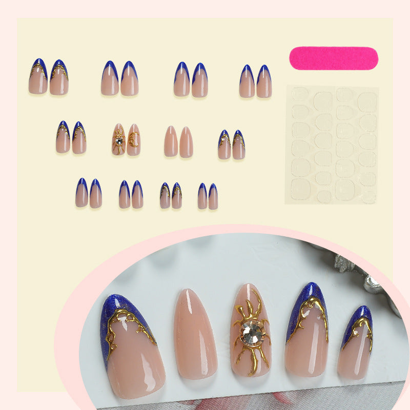 Nail art set with elegant gold-blue design Stornfield