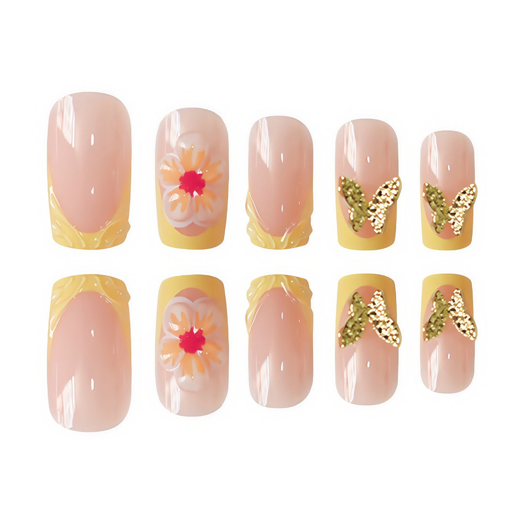 Artistic Floral Press-On Nail Design Stornfield