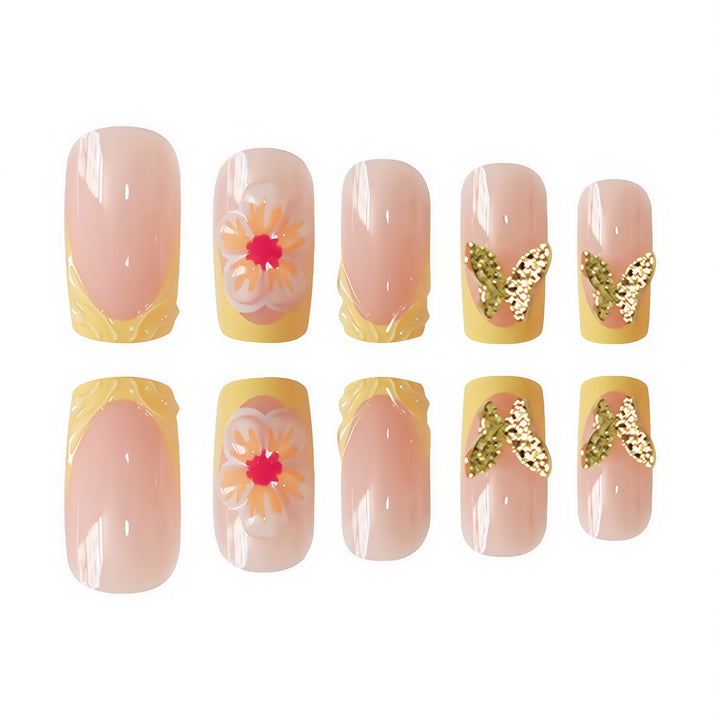 Artistic Floral Press-On Nail Design Stornfield