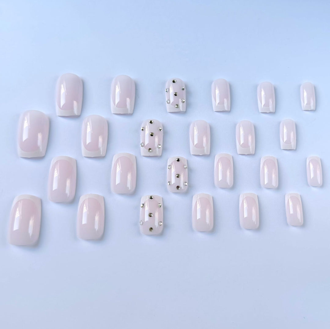 Decorative Rhinestone French Tip Nail Art Set