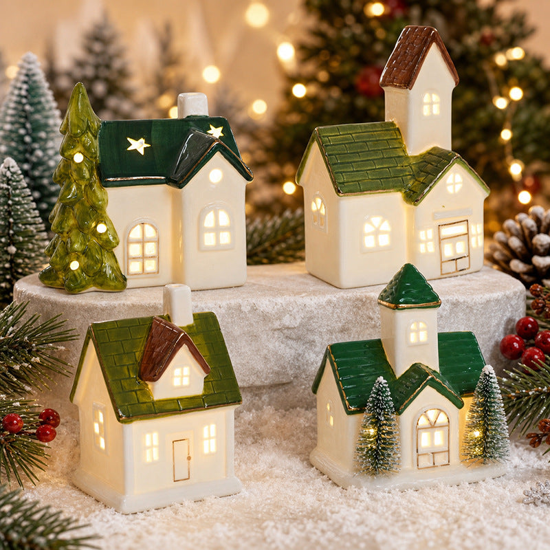 Ceramic Light-Up Decorative House Lantern