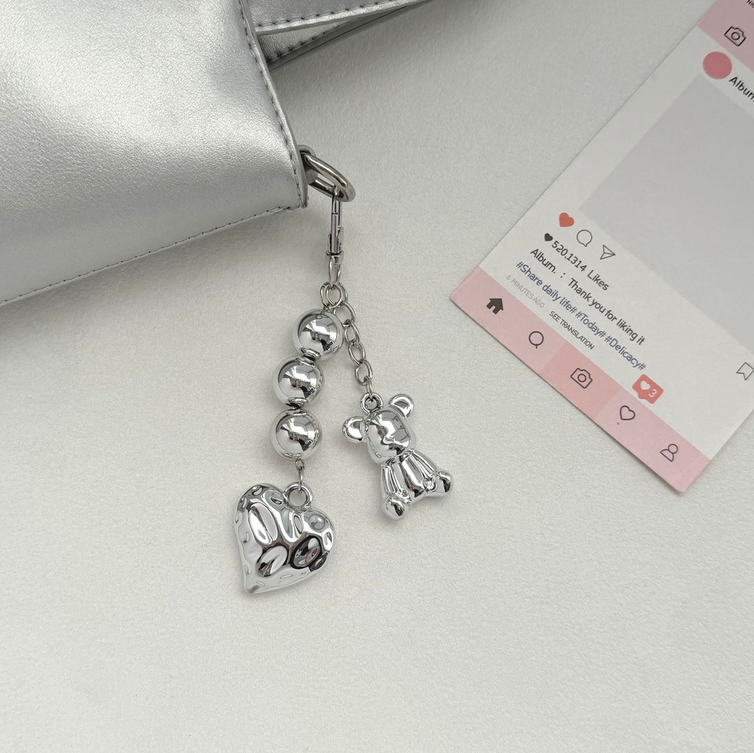 Playful Bear and Heart Charm Keychain Stornfield