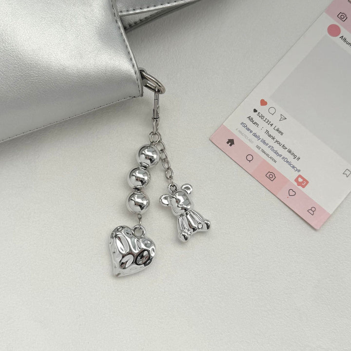 Playful Bear and Heart Charm Keychain Stornfield