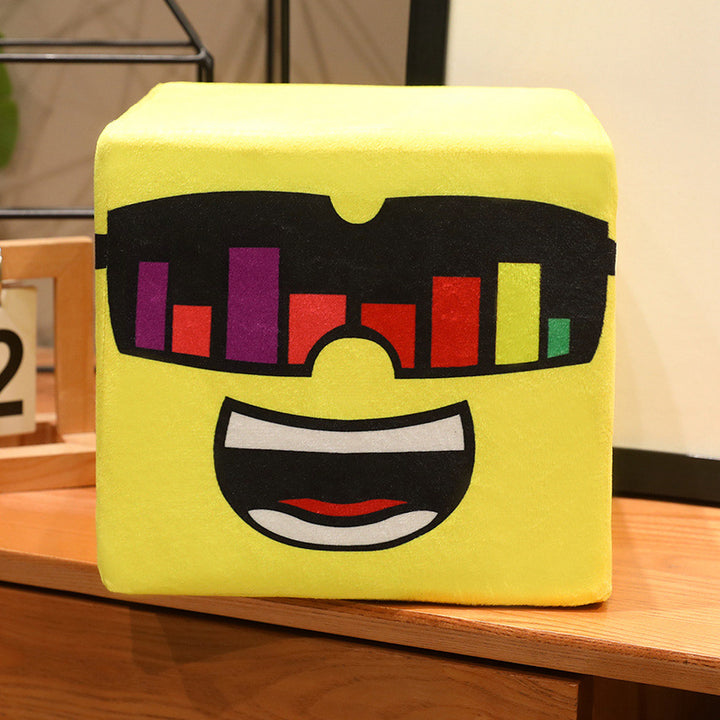 Kawaii Watermelon Cube Plush Decorative Cushion with Embroidered Face Stornfield