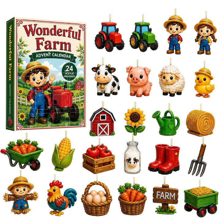 Advent Calendar with Farm-Themed Ornaments