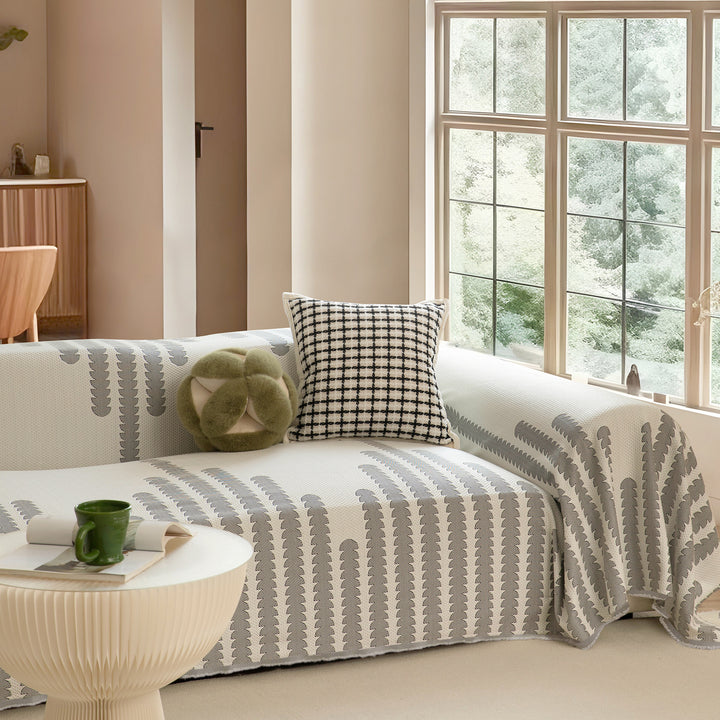 Multi-functional sofa cover and bedspread with woven floral pattern