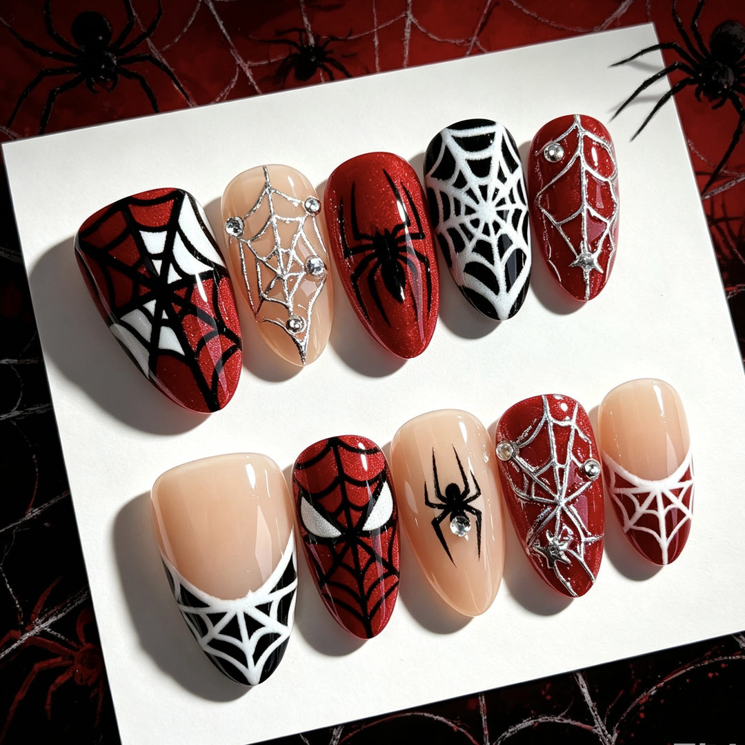 Artistic Spider-Themed Press-On Nail Kit