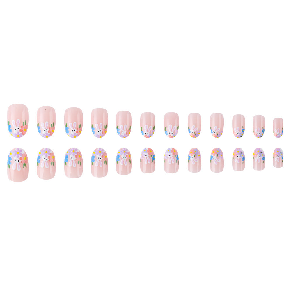 Artistic Floral Bunny Press-On Nails Stornfield