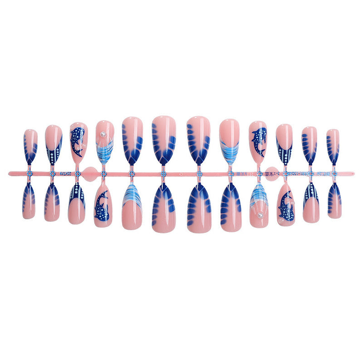 Creative nail art set with a maritime design and elegant accents Stornfield