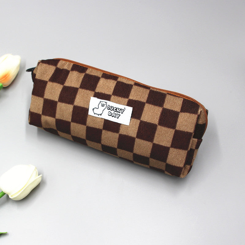 Checked Pattern Zippered Pencil Case Stornfield