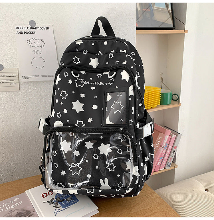 Star-Patterned Transparent Front Backpack Stornfield